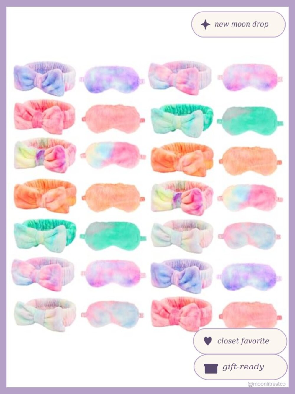 Spa Party Eye Mask and Bow Headband Set Plush Fleece Sleepover